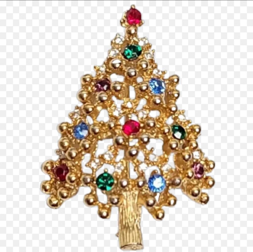 Vintage Eisenberg Unsigned Christmas Tree Brooch